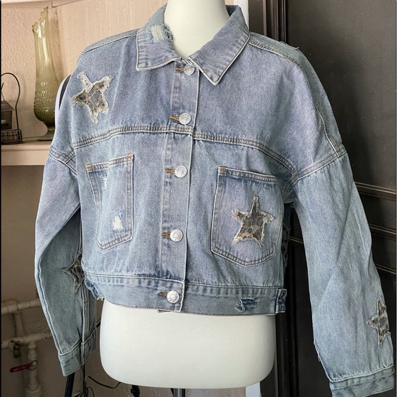 POL Leopard Star Denim Jacket - Picture 6 of 7